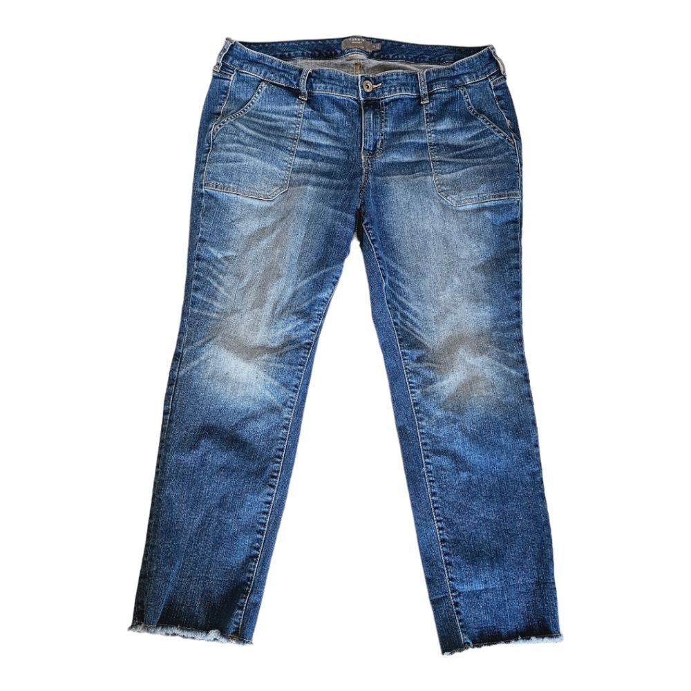 TORRID -020 Crop Boyfriend Jeans Vintage Stretch Denim Cropped Medium Wash sz 18